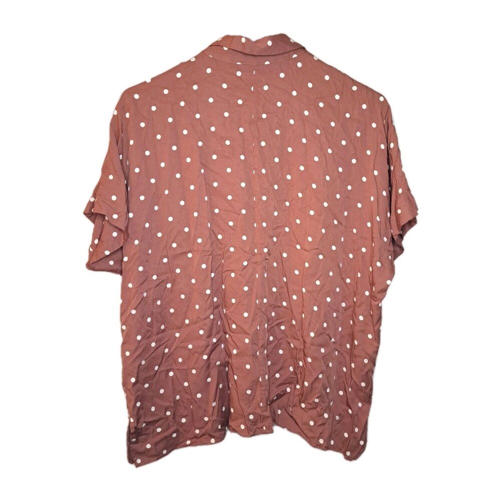 Uniqlo Women 100% Rayon Polka Dot Blouse Button Up Size S Short Sleeve - Picture 8 of 10